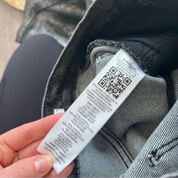 Frame le sylvie slender Straight Jeans in chrome noir Women’s Size 24 - Picture 8 of 8